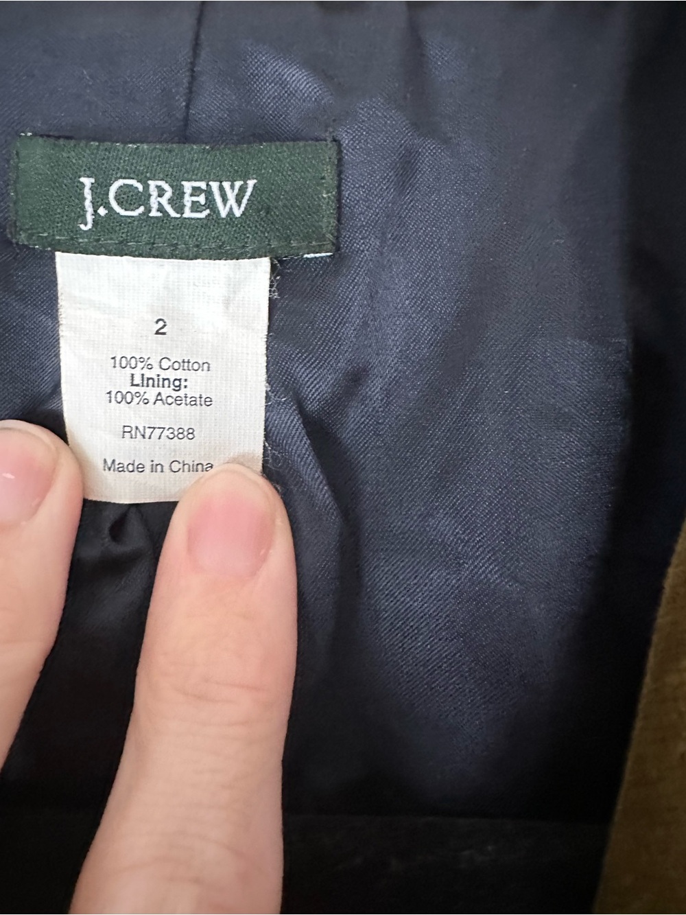 J.Crew 2008 École Velvet Blazer Jacket Tawny Olive Size 2 - Picture 6 of 9